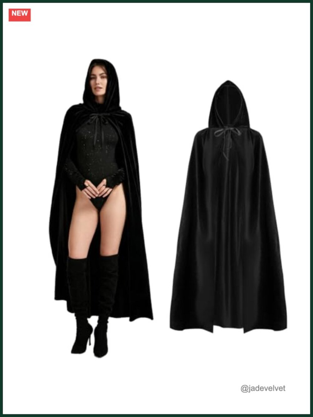 Velvet Hooded Cloak Unisex Halloween Cosplay Costume Cape